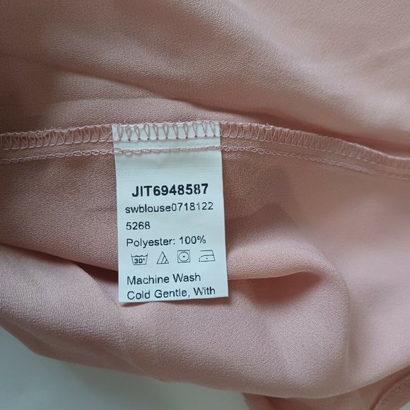 Shein Blouse Womens Small Pink Button Front Top Pullover Short Sleeve V-Neck - Picture 8 of 9